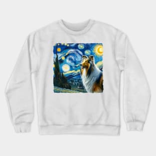 Starry Collie Dog Portrait - Pet Portrait Crewneck Sweatshirt